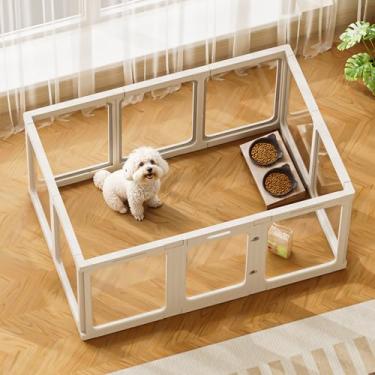Imagem de Jalove Cercadinho De Acrílico Para Cães Interno, Cercadinho De Plástico Para Animais De Estimação De 24" H Com Porta, Cercadinho Transparente Para Animais De Estimação Para Filhotes, Gatos, Coelhos,