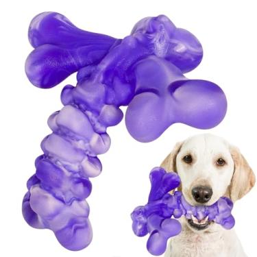 Imagem de Indestrutível para mastigar cães resistentes, cães grandes, brinquedos para mastigar agressivos, mastigadores de raça média grande, mantém os cães ocupados, perfumados com bacon, roxo misto