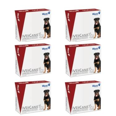 Imagem de Kit 6 Caixas Ivercanis 6mg Tratamento Sarna Pulgas Carrapatos Cães 15 A 30kg 24 Comprimidos