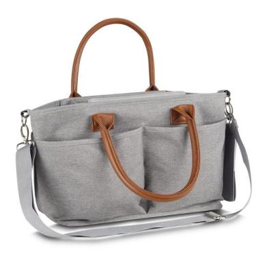 Imagem de Bolsa Multifuncional em Poliéster Cinza com Alça de Couro 14L - Desemb