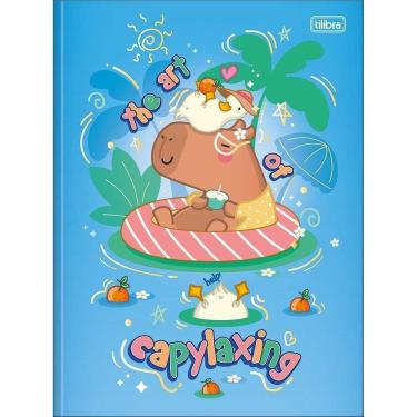 Imagem de Caderno Costurado Universitário Tilibra Capyclub Capa Dura 80 Folhas - Embalagem com 5 Unidades