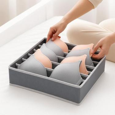 Imagem de Organizador Dobravel Gaveta Guarda Roupa 7 Divisórias Sutiã Cor:Bege -