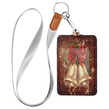 Imagem de Wassud Sino de Natal (4) cordões de couro PU para crachás de identificação, porta-chaves, porta-crachás, cartões de crédito para funcionários de escritórios, estudantes, funcionários