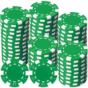 Imagem de LaRandom 100 peças de fichas de pôquer de 11,5 gramas ABS Monte Carlo, marcadores de fichas de bingo de 40 mm em branco para Blackjack e jogos de pôquer noturnos de cartas (verde)