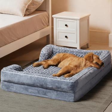 Imagem de WNPETHOME Camas de cachorro para cães grandes, cama de cachorro lavável, sofá-cama de cachorro reforçado com forro impermeável e fundo antiderrapante, sofá ortopédico de espuma de ovo para cães para dormir de animais de estimação, cama para cães grandes