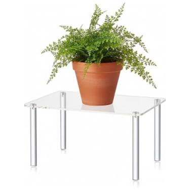 Imagem de ASHATA Expositor de Acrílico, Prateleira Transparente para Plantas de 30x20cm Com Pernas de 20cm e Almofadas Antiderrapantes, para Joias, Brinquedos, Sapatos, Cosméticos, Suculentas