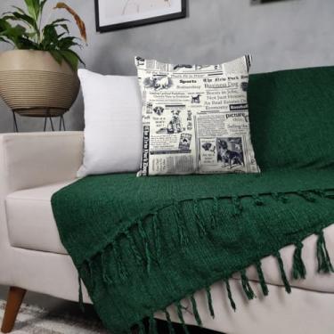 Imagem de Genérico, Kit Manta Para Sofá Verde + 2 Capas De Almofada Com Zíper Cor:08