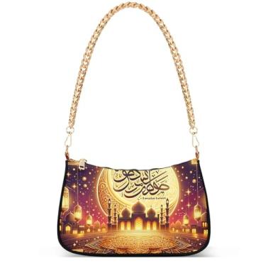 Imagem de Bolsa feminina pequena para celular flamingos rosa aquarela praia pequena bolsa de mão fofa bolsa de ombro, Ramadan Kareem com texto