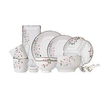 Imagem de Conjunto de pratos de jantar de cerâmica, conjunto de pratos de jantar de cozinha de 13 peças, serviço para 2, conjunto de pratos de porcelana de qualidade premium pintados à mão