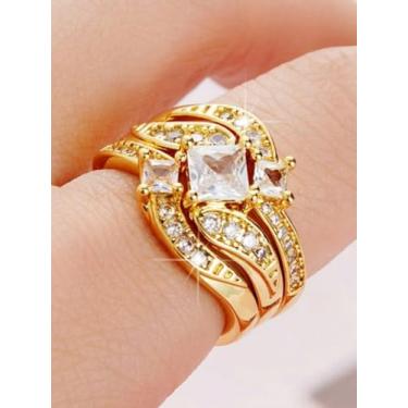 Imagem de Conjunto de alianças de casamento masculinas femininas de aço inoxidável, conjunto de alianças de compromisso para ele e ela, conjunto de alianças ajustáveis para casais