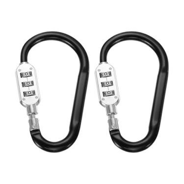 Imagem de PATIKIL Fechaduras combinadas de 11 cm, 2 peças, combinação de clipe de bloqueio de 3 dígitos, cadeado de anel em D para mala, bagagem, viagem, mochila, alça de cabo, elo, corrente de capacete, preto