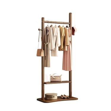 Imagem de Cabide de piso independente de madeira maciça para quarto, suporte de chapéu e casaco independente moderno e minimalista, cabide de roupas domésticas para espaços pequenos cabide de manto alto
