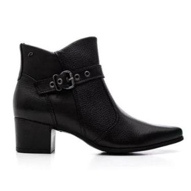 Imagem de Bota Feminina Cano Curto Fivela Pegada Couro - Preto-Feminino