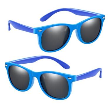 Imagem de KIT 2 Óculos De Sol Infantil Polarizado Proteção UV400 Acessório para Criança Armação Flexível AZUL Unissex PREMIUM DUPIN