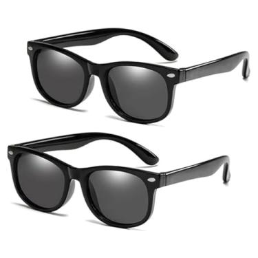 Imagem de KIT 2 Óculos De Sol Infantil Polarizado Proteção UV400 Acessório para Criança Armação Flexível PRETO Unissex PREMIUM DUPIN
