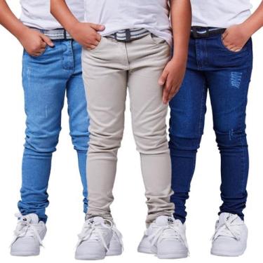 Imagem de Kit 3 Calça Infantil Skinny Menino - Daze Modas, Bege jeans escuro jea