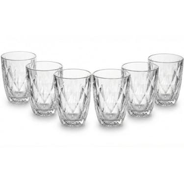 Imagem de Jogo de Copos Diamante 300ml em Vidro Grosso Transparente  Kit com 6 U