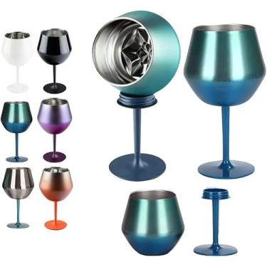 Imagem de Taça Térmica Inox 414ml 2 em 1 com Haste Removível – Copo Isolado a Vácuo Parede Dupla para Gin, Vinho e Coquetéis, Reutilizável e Inquebrável, Cores Variadas - Premium