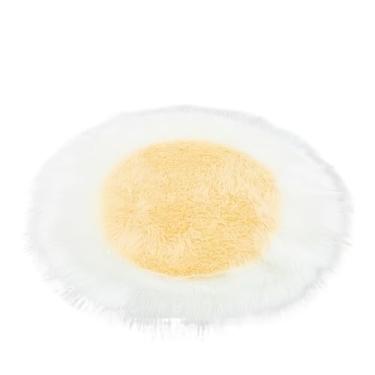 Imagem de Tapete redondo em forma de coração para sala de estar, tapetes fofos, tapetes decorativos para quarto (amarelo, P)