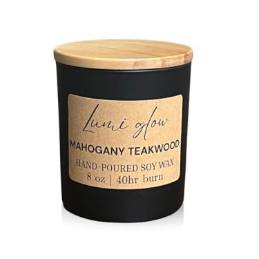 Imagem de Vela perfumada Lumi Glow Candle Peace + Tranquilidade (madeira de teca de mogno), frasco médio para casa