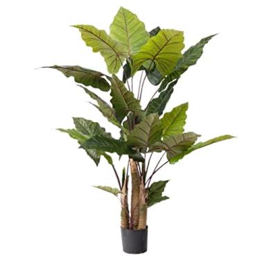 Imagem de SLGGPJBU Plantas falsas planta artificial interior exterior árvore artificial em vaso árvore falsa com folhas verdes tronco natural planta falsa para sala de estar canto decoração plantas artificiais