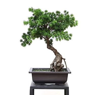 Imagem de Plantas falsas/plantas falsas planta verde artificial em vaso simulação de pinheiro bem-vindo sala de estar pequeno bonsai falso pinheiro decoração de mesa de estudo para hotel, loja, corredor