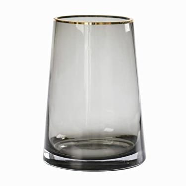 Imagem de URGDWEKJY Vaso de vidro reto transparente do chão ao teto vasos cilíndricos para centros de mesa vasos de flores transparentes (A)