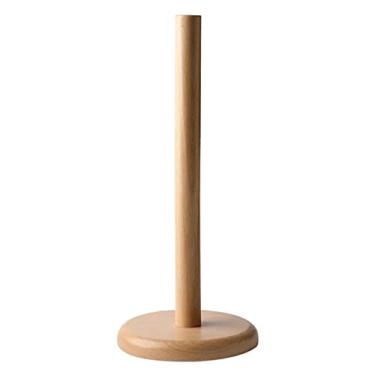 Imagem de 3FLQOOPP Suporte de toalha de papel, suporte de papel de cozinha, suporte de rolo de toalha de banheiro organizador de rolo de papel de madeira de bancada simples para armário quarto (cor: marrom