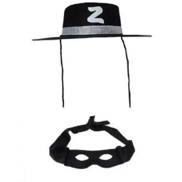Imagem de Kit Fantasia do Zorro Adulto C/ Chapéu e Máscara - 2 PÇS - CM Presente