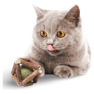 Imagem de Brinquedo para Gatos Catnip e Matatabi Erva Varinha Gatos - Bola Madei