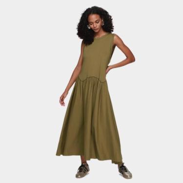 Imagem de Vestido Longo Farm Casual Feminino, Verde, M