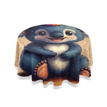 Imagem de Qilmy Toalha de mesa redonda de palmeira de treliça verde, 152 cm, resistente à água, à prova de derramamento, capa de mesa grande para jantar de reunião de família em ambientes internos e externos