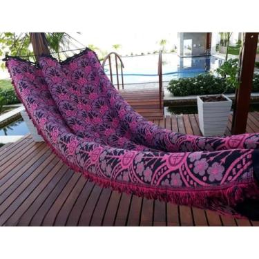 Imagem de Rede de Descanso Casal Reforçada 200kg – Tecido Macio em Algodão e Nylon para Varanda, Quintal e Área Externa (Rosa Flor)