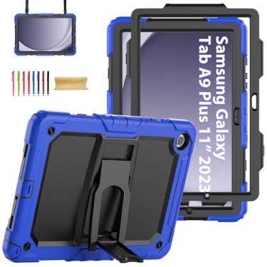 Imagem de Capa para Galaxy Tab A11+ Plus/A9 Plus com protetor de tela, suporte protetor adequado para crianças com alça de ombro capa robusta para Samsung Galaxy Tab A11+/A9+ 11 polegadas SM-X210 X216 X218
