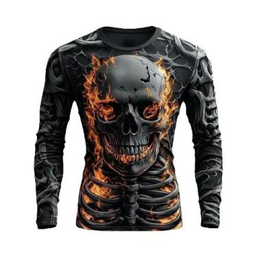 Imagem de Camisa De Ciclismo Masculina Com Estampa De Caveira, Respirável, De Se