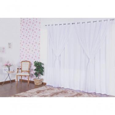 Imagem de Cortina Para Sala Ou Quarto Microfibra Com Voil 2,00 Branca