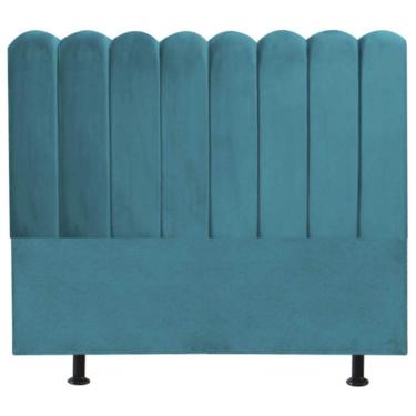 Imagem de Cabeceira Nuvem Cama King 195 Cm Alanis Suede Azul Turquesa