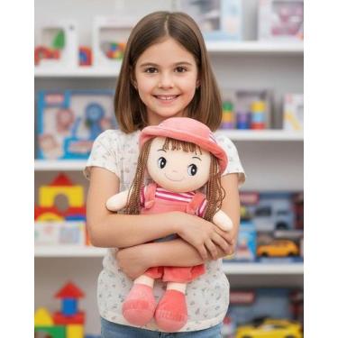 Imagem de Boneco De Pelúcia Menina Vestido Rosa 40cm - Tuka Toy