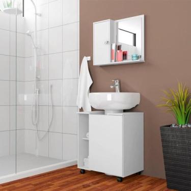 Imagem de Conjunto Gabinete Pequin C/ Espelheira Genova - Móveis Bechara, Branco