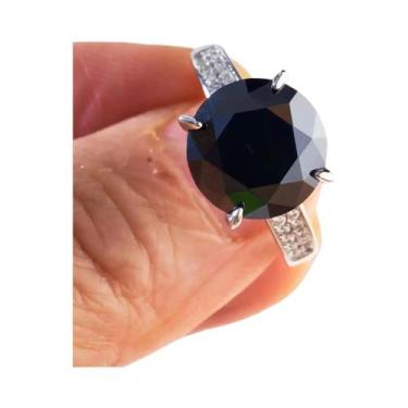 Imagem de Anel De Moissanite Preto 11mm 5 Quilates Aliança De Casamento Para Hom