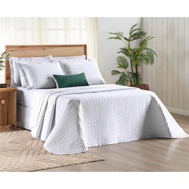 Imagem de Cobre Leito Casal Box Padrão Percale Bordado Colcha Lisa Verity 3 Peça