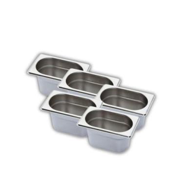 Imagem de Kit 5 cuba sem alca inox 1/9 gn 150 para buffet - Chef Line