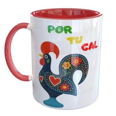 Imagem de Caneca Porcelana Galo Português Portugal - Pense Canecas, Vermelho