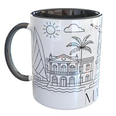 Imagem de Caneca Porcelana Maceió - Pense Canecas, Preto