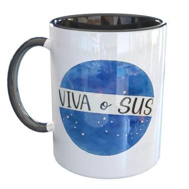 Imagem de Caneca Porcelana Viva o SUS - Pense Canecas, Preto