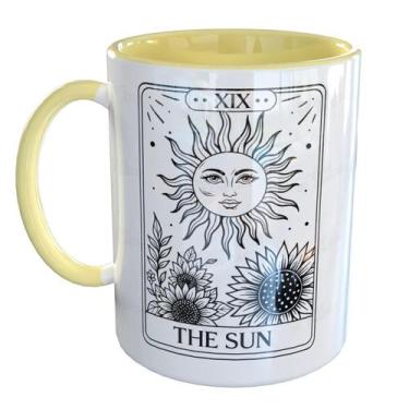 Imagem de Caneca Porcelana Tarot Carta Sol - Pense Canecas, Amarelo