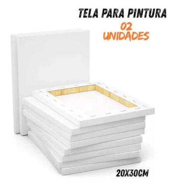 Imagem de Quadro Branco Pintura Tela 20x30cm 02 unid Arte Desenho Pintar - STALO