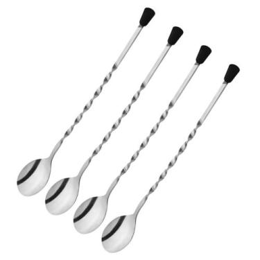 Imagem de Kit 4 Colher Bailarina Inox Bebidas Suco Refresco Coquetel Drinks Barm