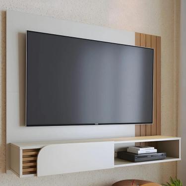 Imagem de Painel Tv 60 Pol e Bancada Suspensa Madrid Off White/Freijó C05 - Mpozenato