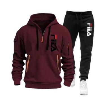 Imagem de Conjunto De Moletom Com Capuz E Calças Casuais Para Homens Outono/Inve